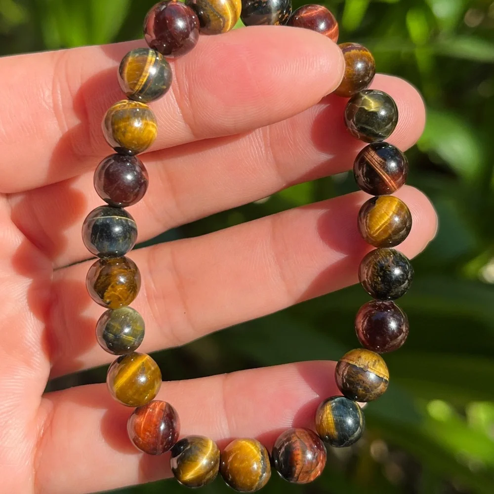 8mm‎ stretchable rainbow tiger eye bracelet